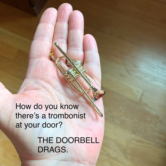 FREE IN A BUNDLE: Trombone ornament, vintage, gold-tone, Christmas, band - Picture 8 of 8